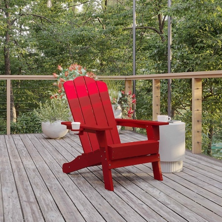 Flash Furniture Red Adirondack Patio Chair with Cupholder LE-HMP-1044-10-RD-GG